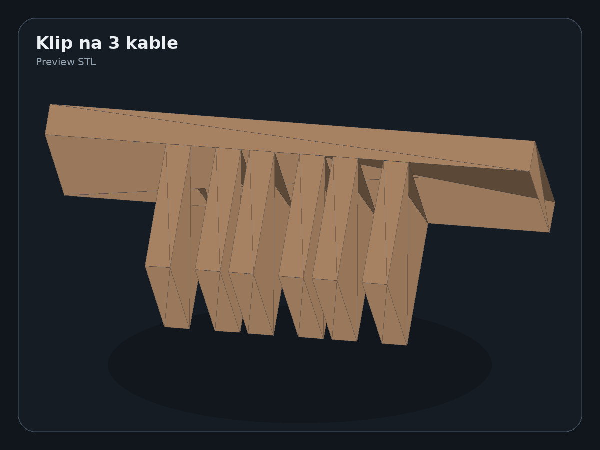 Podgląd modelu Cable Clip Triple